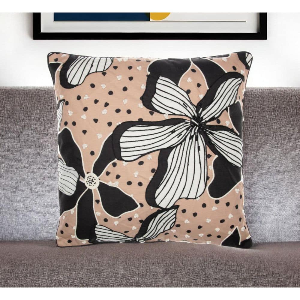 Beige, Black Geometric Polyester 20 in. x 20 in. Throw Pillow price history on PriceWatchPro