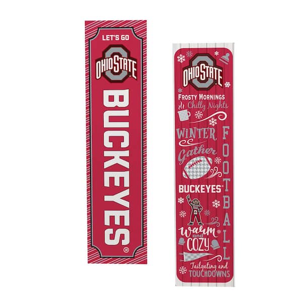 47 in. Double Sided Leaner Porch Sign, Ohio State University, Winter Seasonal
