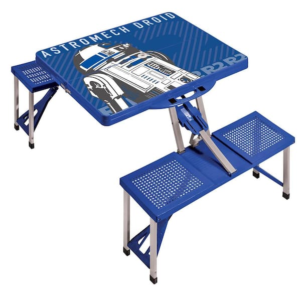 Picnic Time R2-D2 Blue Picnic Table Sport Portable Folding Table with Seats