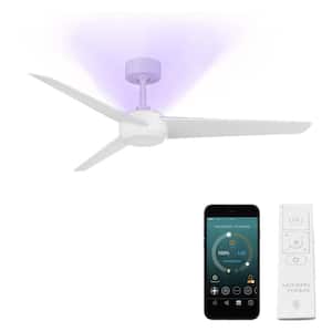 54 in. Ultra Integrated LED Indoor Matte White Smart Ceiling Fan with LED Light Kit and Remote Control
