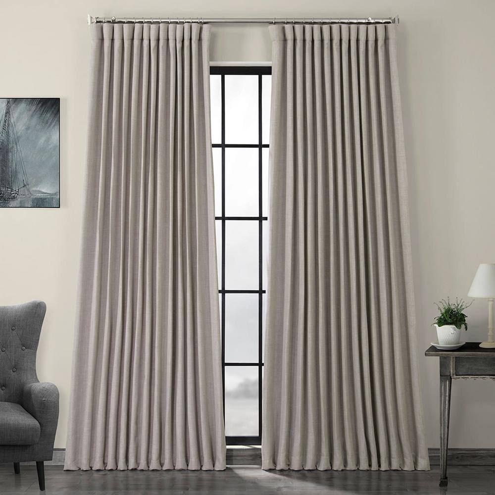 Exclusive Fabrics Furnishings Clay Beige Faux Linen Extra Wide Blackout Room Darkening Curtain 100 In W X 120 In L 1 Panel Bocln1858 120dw The Home Depot