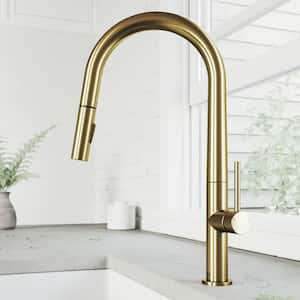 Greenwich Single Handle Pull-Down Sprayer Kitchen Faucet in Matte Brushed Gold