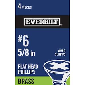 #6 x 5/8 in. Brass Phillips Flat Head Wood Screw (4-Pack)
