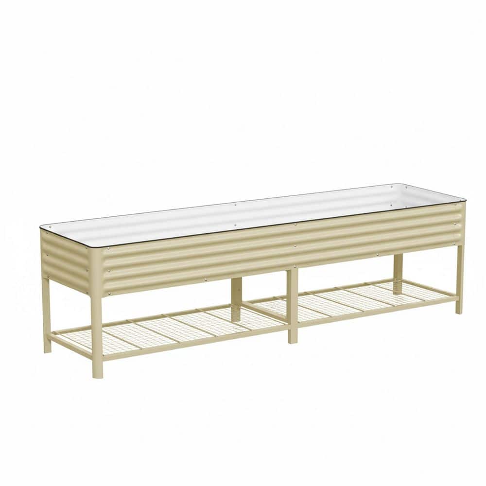 Elevated Metal Garden Bed 2.5' x 10' with Legs & Storage Rack 2,000+ Lbs Weight Capacity Outdoor Planter Box Pearl White price history on PriceWatchPro