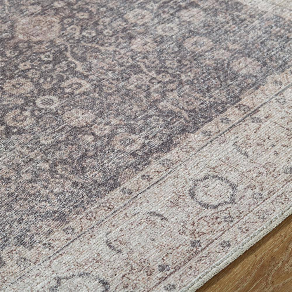Charcoal and Tan Synthetic Vintage Floral Area Rug 5'2" x 7'