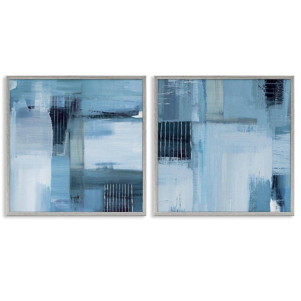 Blue Abstract Linear Details by Susan Jill 2 Pieces Gray Framed Abstract Giclee Art Print 12 in. x 12 in. price history on PriceWatchPro