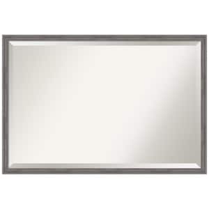 Florence Grey 37.75 in. x 25.75 in. Beveled Casual Rectangle Framed Bathroom Wall Mirror in Gray
