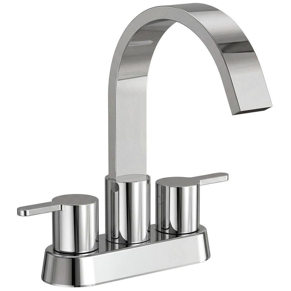 3-Hole 4 in. 2-Handle Waterfall Centerset Bathroom Faucet 2 Handle Bathroom Sink Faucet with Drain in Polished Chrome price history on PriceWatchPro