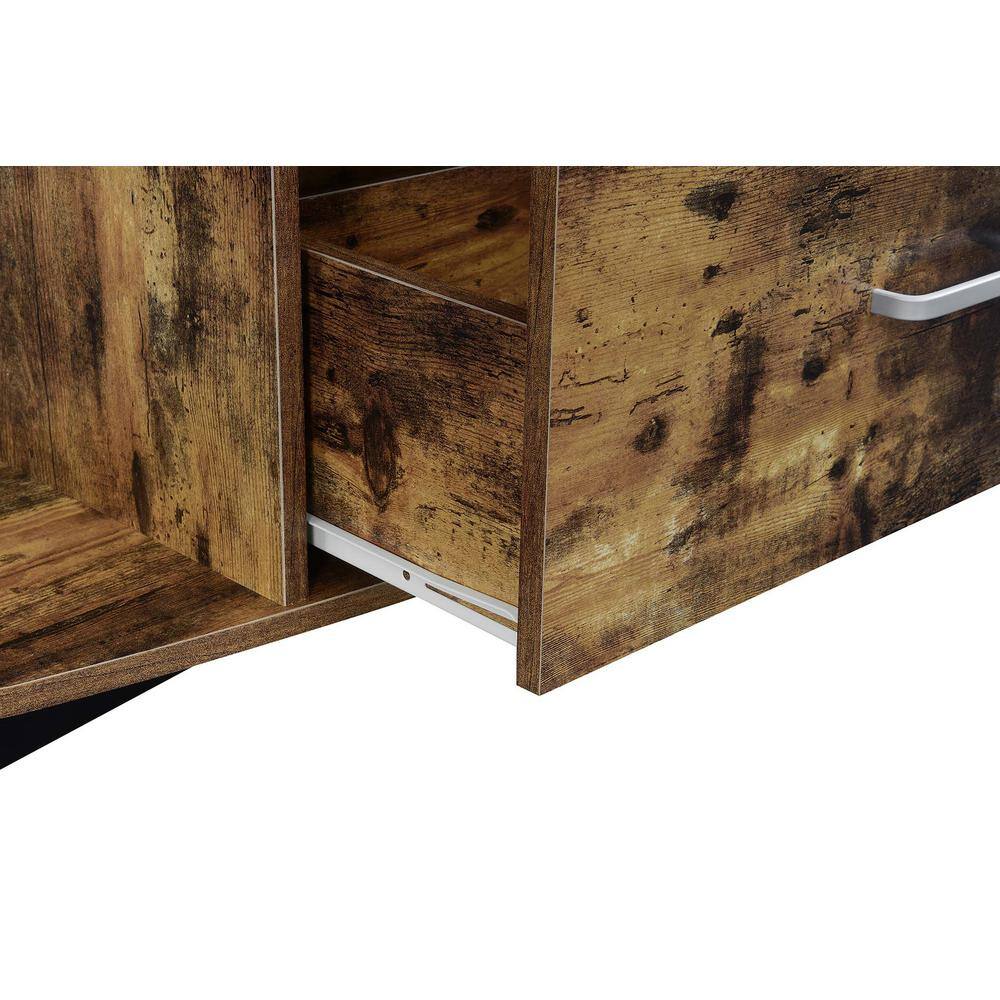 Barnwood and Black 58" Industrial TV Stand with Cabinet