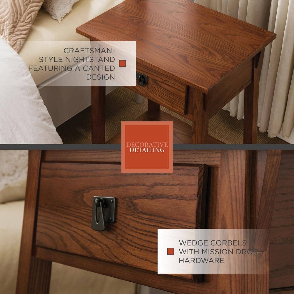 Russet Solid Wood Mission Nightstand with Drawer