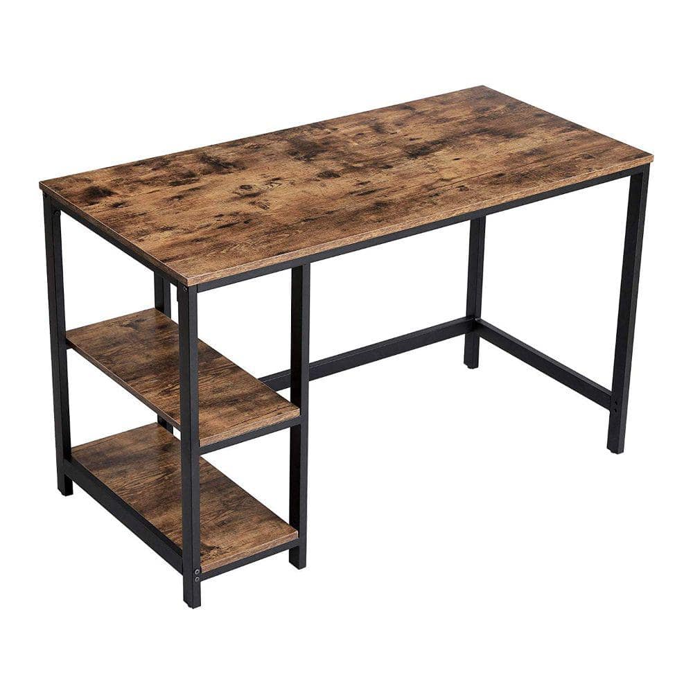 Benjara Yori 47.2 in. Rectangular Black and Brown Wood Writing Desk ...