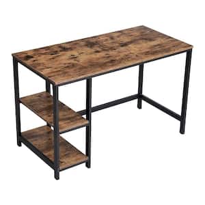 Yori 47.2 in. Rectangular Black and Brown Wood Writing Desk with 2-Shelves
