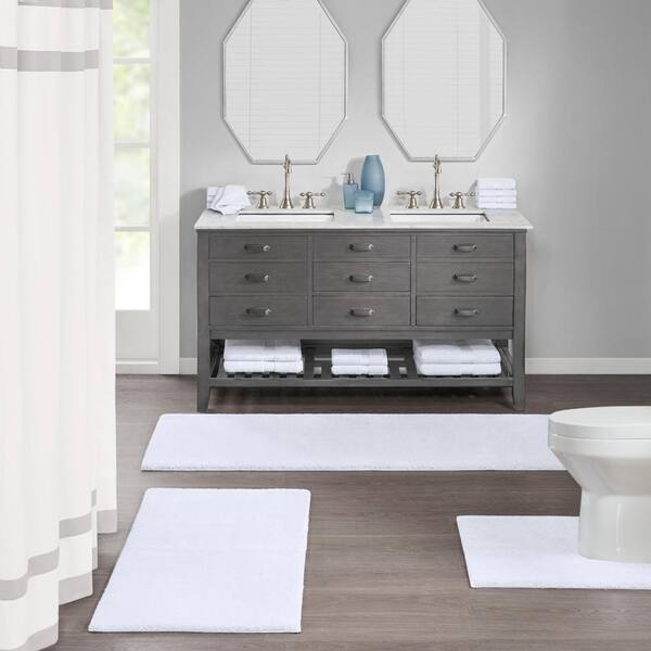 MADISON PARK Signature Marshmallow White 20 in. x 30 in. Bath Rug 