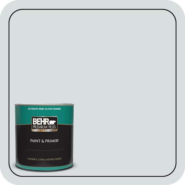 BEHR PREMIUM PLUS 1 qt. #ECC-31-2 Echo Mist Semi-Gloss Enamel Exterior Paint & Primer