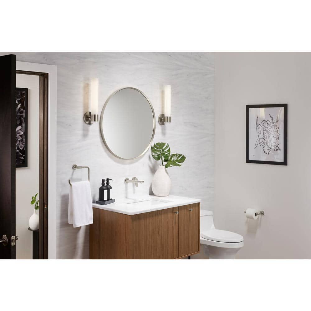Essential 28" Brushed Nickel Round Metal Bathroom Vanity Mirror
