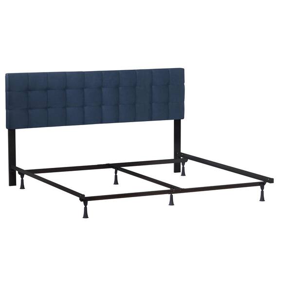 Hilale Furniture Delaney Blue Velvet, King Upholstered Headboard And Footboard