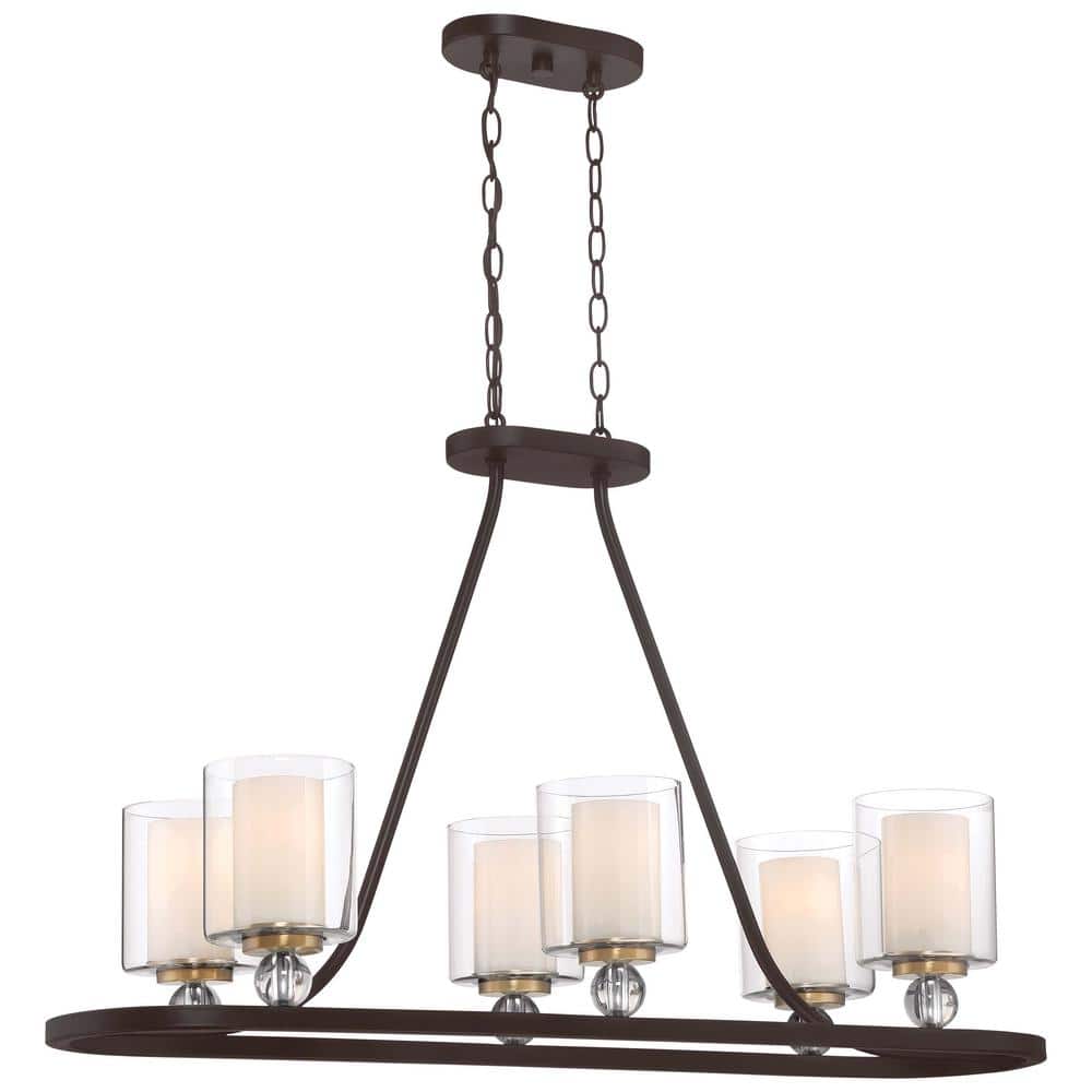 Painted Bronze and Brass 6-Light Island Chandelier