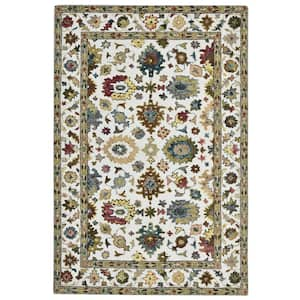 Jackson 9 x 12 Ivory Traditional Pattern Area Rug for High Traffic Living Room Dining Room Bedroom