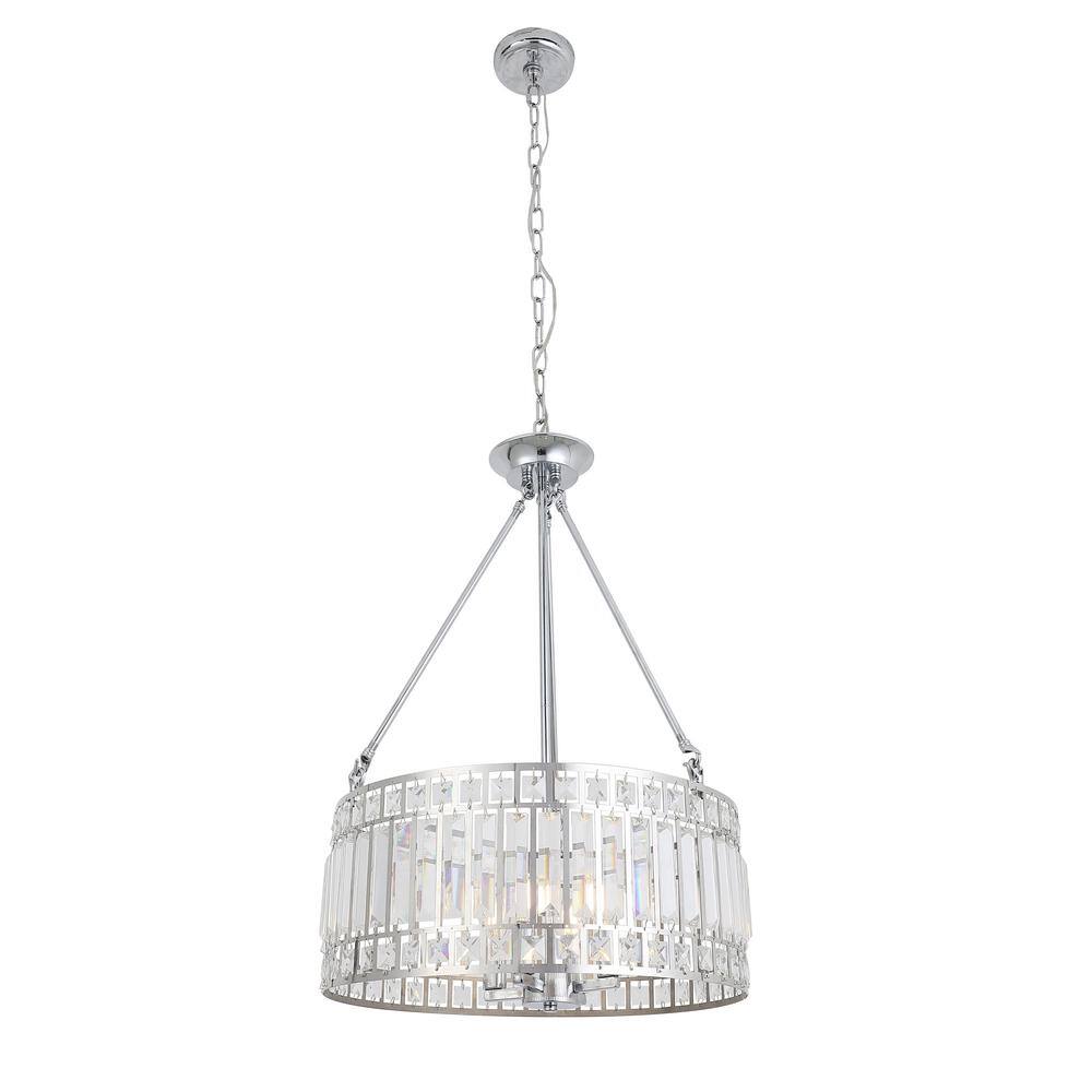 Decor Living Eva 3-Light Chrome and Crystal Drum Chandelier