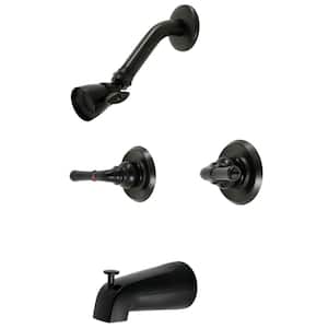 Magellan Double Handle 1-Spray Tub and Shower Faucet 2 GPM in. Matte Black (Valve Included)