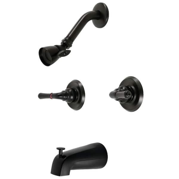 Kingston Brass Magellan Double Handle 1-Spray Tub and Shower Faucet 2 GPM in. Matte Black (Valve Included)