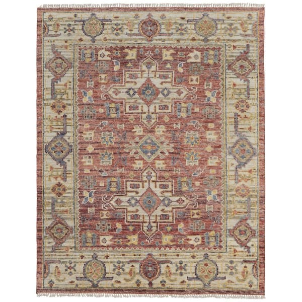 5 ft. x 8 ft. Ivory, Red, Gold Oriental Area Rug