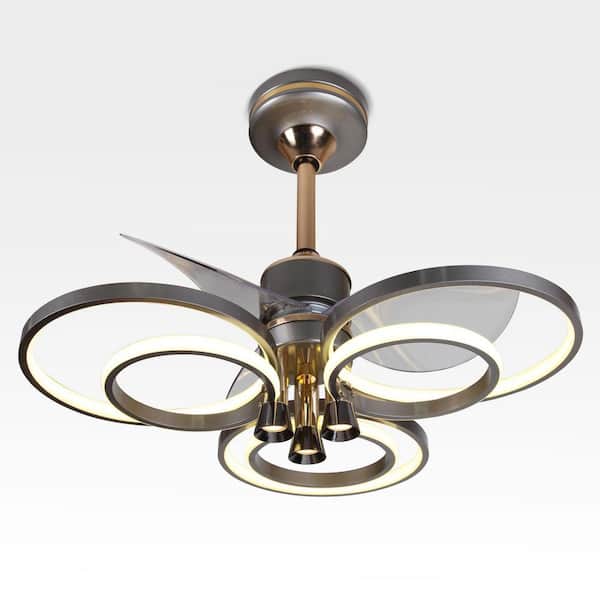 23.6 in. Chandelier Ceiling Fan with LED Light with Selectable Color and Stepless Brightness for Bedroom Living Room