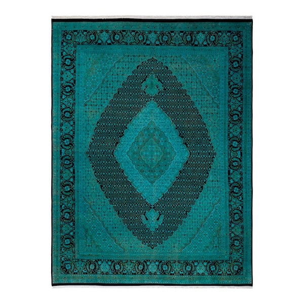 Solo Rugs Fine Vibrance Blue 8 ft. x 10 ft. Solid Wool Indoor Area Rug