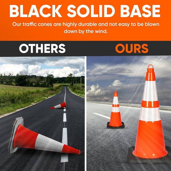 6-Pack 12 Inch Orange PVC Traffic Cones - Made In Taiwan, BBS Safety Brand (Road Safety) 4 thumbnail image