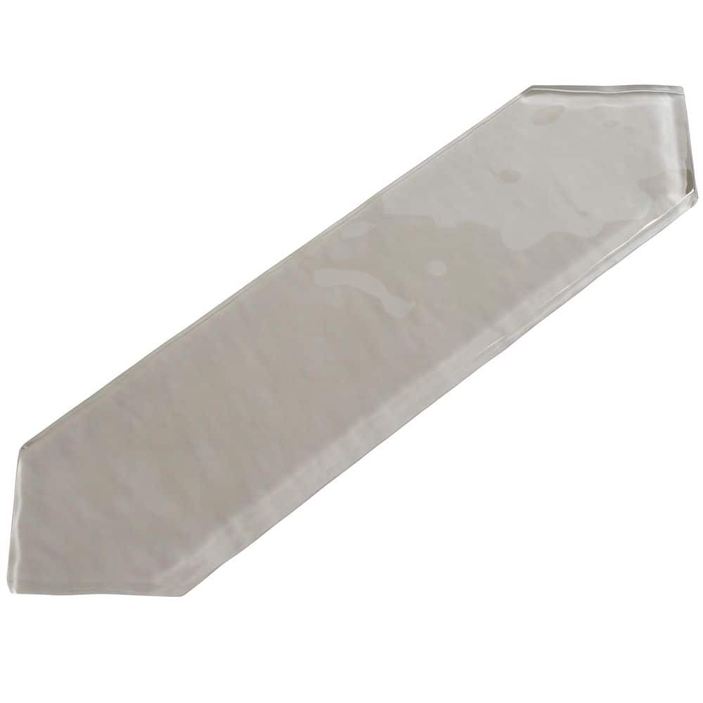 Khaki Glass Elongated Hexagon Subway Tile Sample