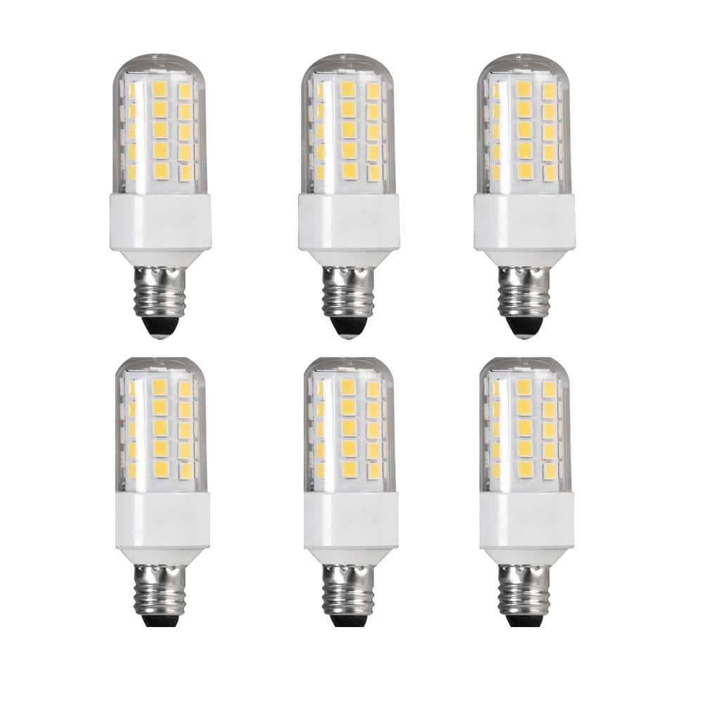 Feit Electric 50-Watt Equivalent Bright White (3000K) T4 Mini Candelabra Base Decorative LED Light Bulb (6-Pack) BP50MC830/LED/HDRP/6 - The Home Depot