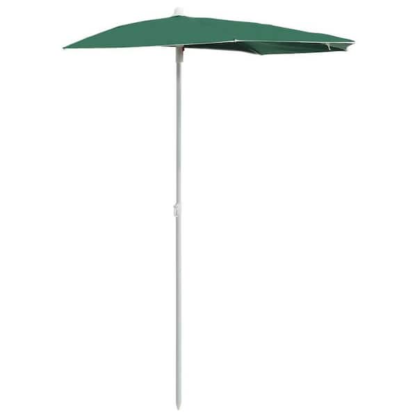 TIRAMISUBEST 5.9 ft. Steel Market Half Patio Umbrella in Green