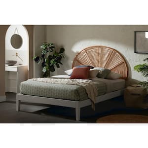 Hoya White and Natural Particle Board Frame Queen Panel Bed
