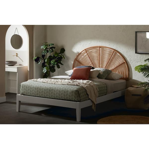 South Shore Hoya White and Natural Particle Board Frame Queen Panel Bed ...