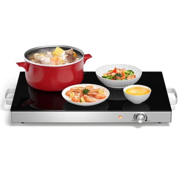 Unbranded Black Electric Chaffing Buffet Server and Warming Tray 22 in. x 14 in. Hot Plate Dish Warmer with Adjustable Temperature