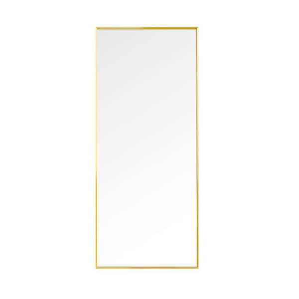 Unbranded 71 in. W x 32 in. H Rectangular Glass Framed Wall Bathroom Vanity Mirror in Gold
