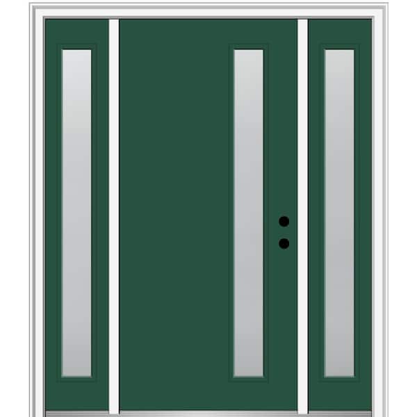 MMI Door 68.5 in. x 81.75 in. Viola Left-Hand Inswing 1-Lite Frosted Painted Fiberglass Smooth Prehung Front Door with Sidelites