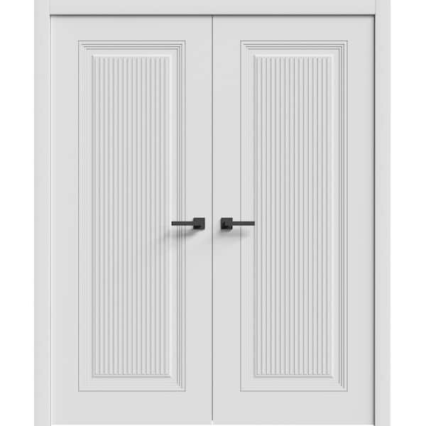 7888 64 in. x 96 in. Sold Core White Enamel Color Wood Interior Door Kit with Quick Assemble Jamb