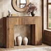 BYBLIGHT 39 in. Brown Rectangle Wood Small Console Table with Drawers for Narrow Entryway, Hallway BB-RY0292GX