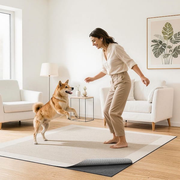 Rug Pad 5 x 7 ft., Non-slip Carpet Area Pad, Rug Mat Padding with Dual Surface Felt Cushion and Rubber Gripper 0.21 in.