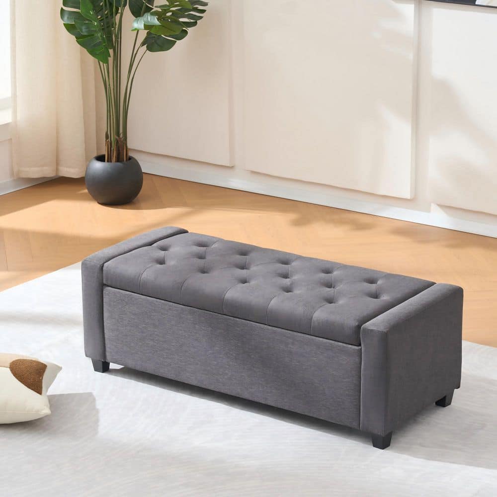 Gale Modern Grey Fabric Upholstery Rectangular Storage Ottoman Bench price history on PriceWatchPro