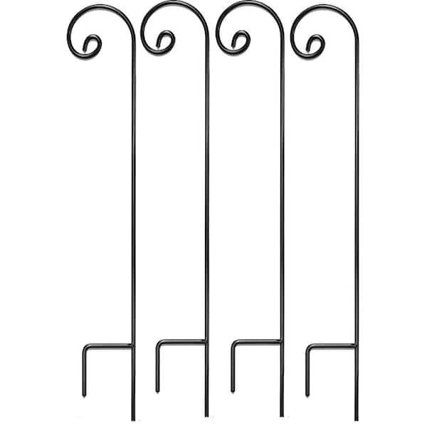 Ashman Online 65 in. Black Steel Shepherd Curled Hook, Super Strong, Rust Resistant Hook 4-Pack