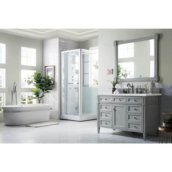 James Martin Vanities Brittany 48.0 in. W x 23.5 in. D x 34 in. H Bathroom Vanity in Urban Gray with Ethereal Noctis Quartz Top