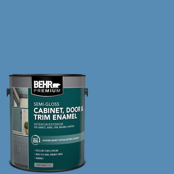 BEHR PREMIUM 1 gal. #M520-5 Alpha Blue Semi-Gloss Enamel Interior/Exterior Cabinet, Door & Trim Paint