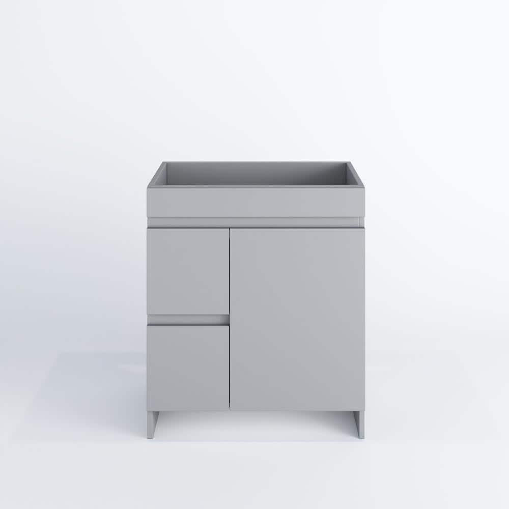 Gray 30" Freestanding Single Bathroom Vanity Base with Soft Close Drawers