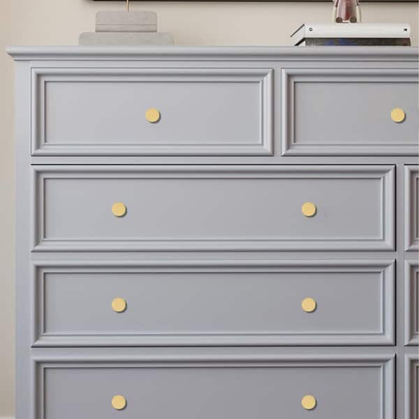 knobs for grey dresser Numhew 6-Pack Solid Brass Gold Cabinet Brushed Brass Finish Modern Drawer Pulls style_group:Sage Jacket