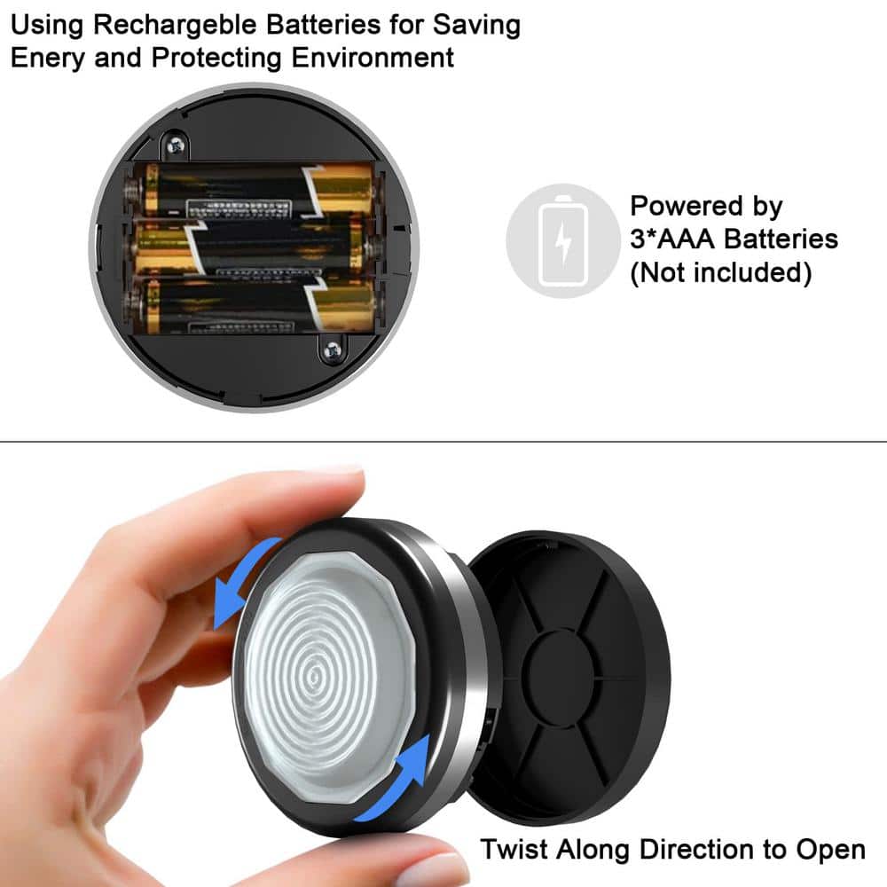 Wireless Black and White LED Puck Lights with Remote Control, 6-Pack