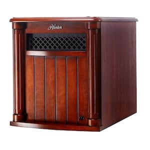 6 Quartz Element Solid Wood Cabinet Infrared Portable Heater with Remote Control in Cherry