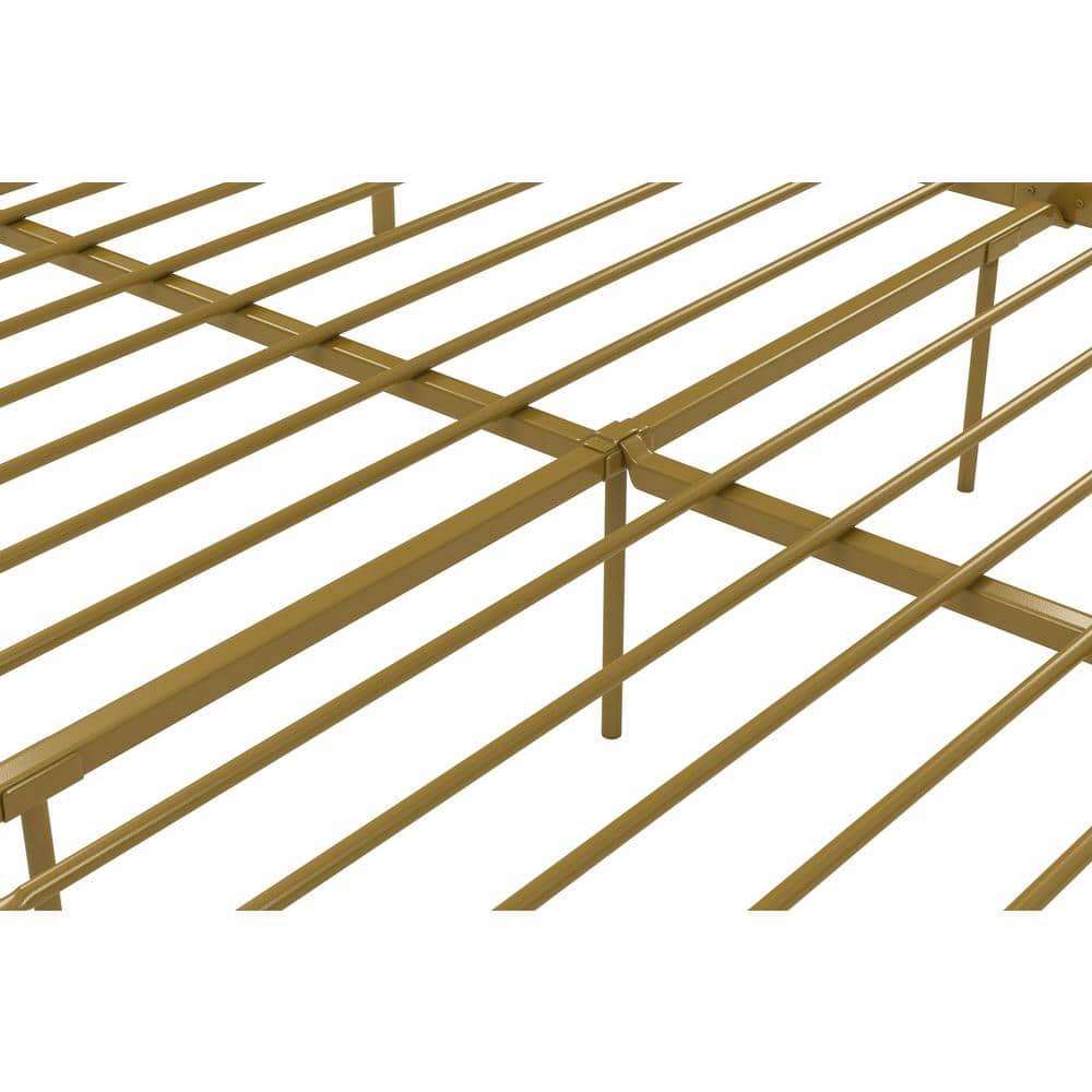 Full Gold Metal Canopy Bed Frame with Headboard
