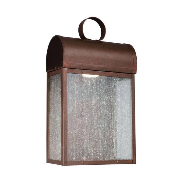 Generation Lighting Conroe 1-Light Weathered Copper 16.625 in. Wall Lantern Sconce